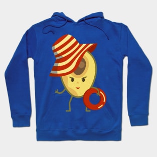 Avocado beach girl with sun hat and swim ring Hoodie